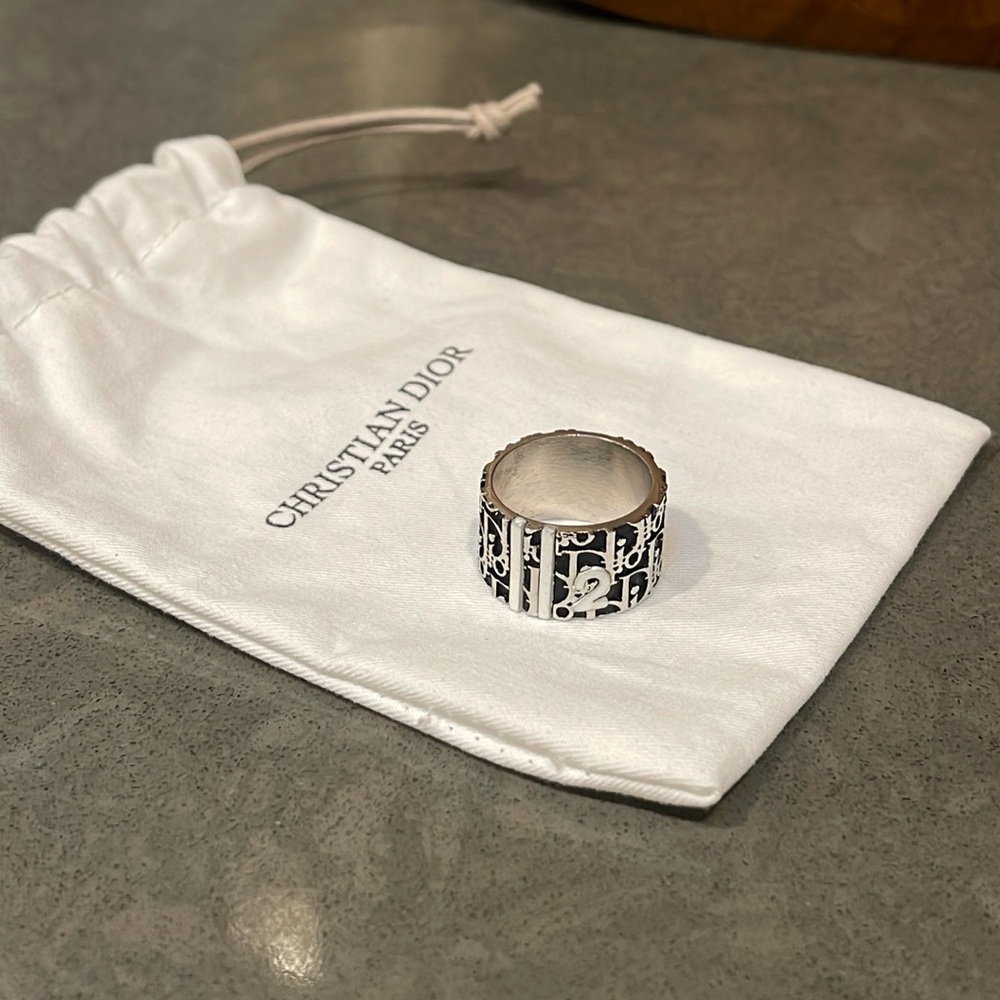 DIOR Black Trotter Monogram Ring size 7